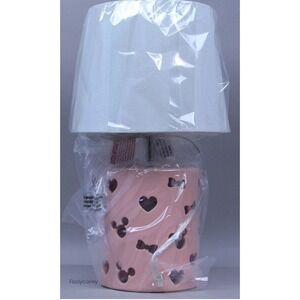 Disney Minnie Mouse Light Coral Ceramic Lamp Table Decor NWT